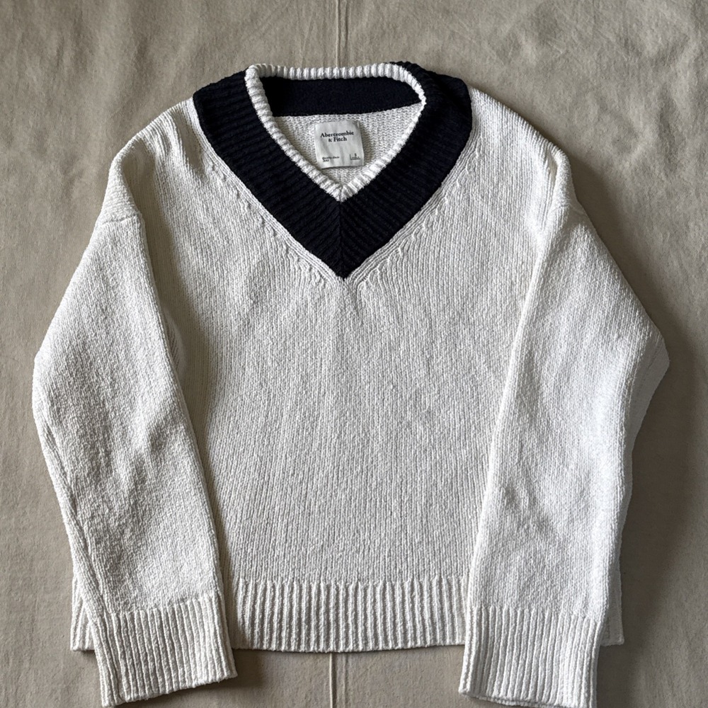 Abercrombie & Fitch Sweater Womens S White Cream Fishermen Cable Knit Pullover
